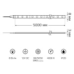 Светодиодная лента Gauss 8W/m 60LED/m 5050SMD нейтральный белый 5M BT025