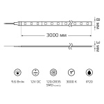 Светодиодная лента Gauss 9,6W/m 120LED/m 2835SMD теплый белый 3M BT061