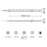 Светодиодная лента Gauss 14,4W/m 60LED/m 5050SMD теплый белый 5M 355000114