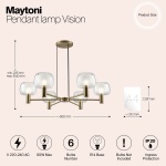 Подвесная люстра Maytoni Vision MOD411PL-06G